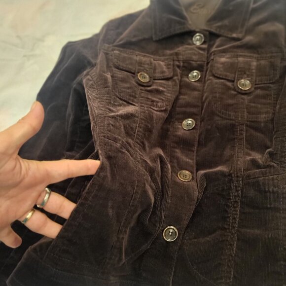 Esprit Corduroy Trucker Jacket Size 8 Cotton Spandex Brown Casual Jacket - Picture 4 of 14